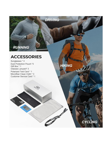 Gafas de sol polarizadas QALLY UV400 para hombres - 3 colores