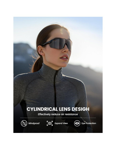 Gafas de sol deportivas Lamicall Bcpe02-bk UV400 para ciclismo
