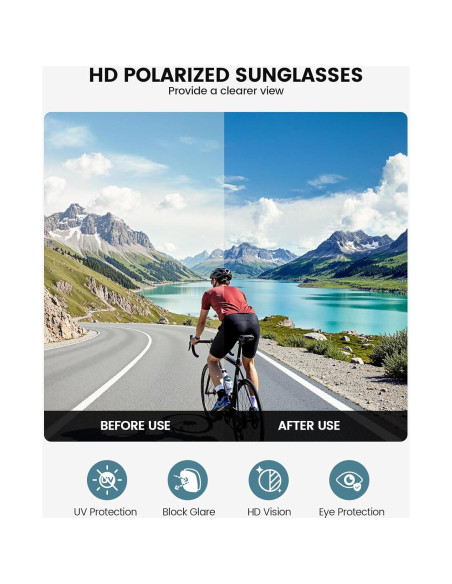 Gafas de sol deportivas Lamicall Bcpe02-bk UV400 para ciclismo