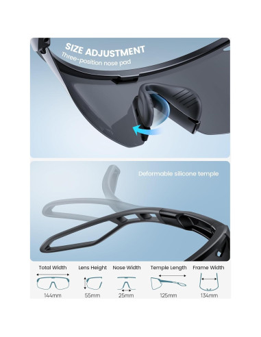 Gafas de sol deportivas Lamicall Bcpe02-bk UV400 para ciclismo