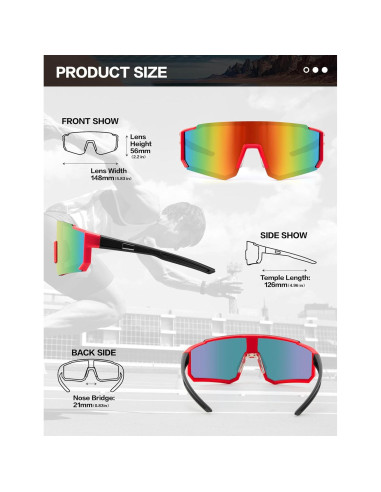 Gafas de Ciclismo Paulburry HD UV400 - Paquete de 3 Unidades