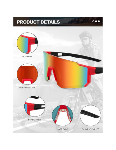 Gafas de Ciclismo Paulburry HD UV400 - Paquete de 3 Unidades