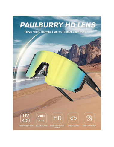 Gafas de Ciclismo Paulburry HD UV400 - Paquete de 3 Unidades