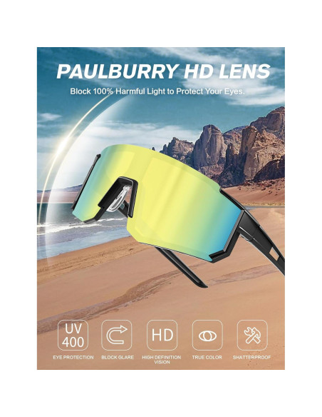 Gafas de Ciclismo Paulburry HD UV400 - Paquete de 3 Unidades