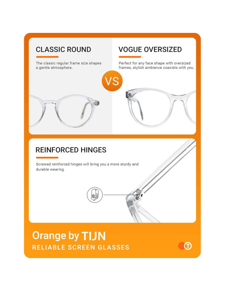 Gafas de luz azul TIJN sobredimensionadas unisex, anti-fatiga ocular