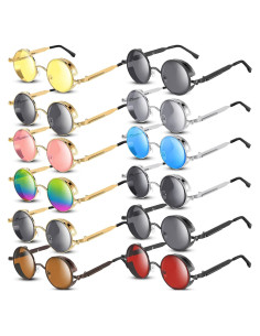 Gafas de Sol Redondas Vintage Xuhal - 12 Pares Colores Retro