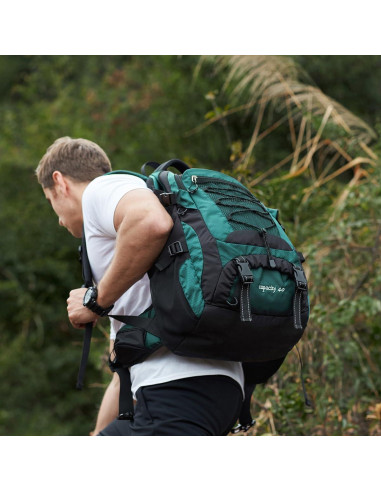 Mochila de senderismo BOVIP 40L impermeable unisex verde