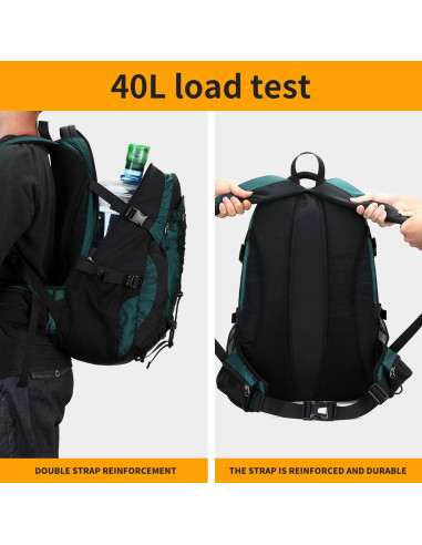 Mochila de senderismo BOVIP 40L impermeable unisex verde