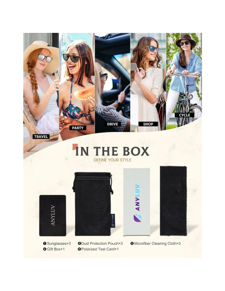 Gafas de sol polarizadas ANYLUV UV400 para mujeres - 3 paquetes