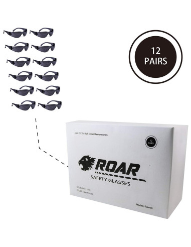 Gafas de Seguridad ROAR Humo 12 Pares Lente Resistente