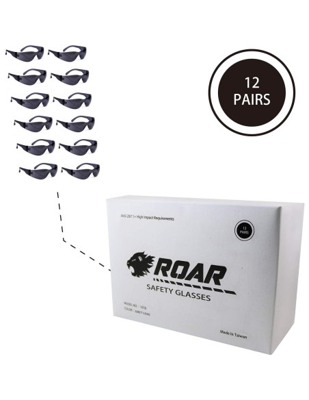Gafas de Seguridad ROAR Humo 12 Pares Lente Resistente