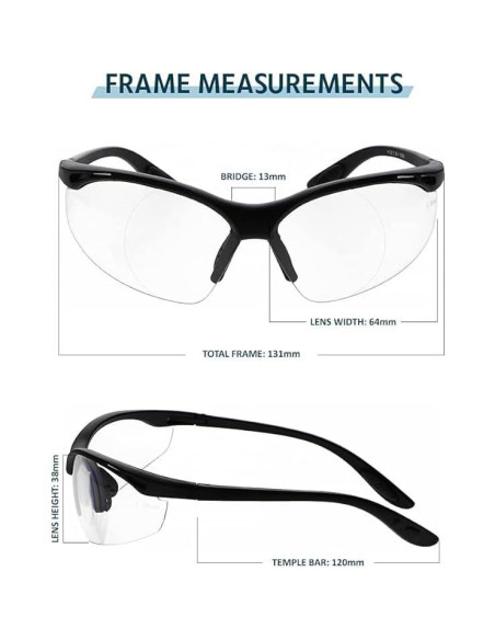 Gafas de Lectura de Seguridad Magnificadoras 1.0D - Marco Negro