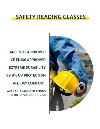 Gafas de Lectura de Seguridad Magnificadoras 1.0D - Marco Negro