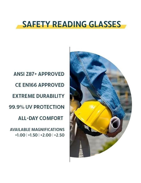 Gafas de Lectura de Seguridad Magnificadoras 1.0D - Marco Negro