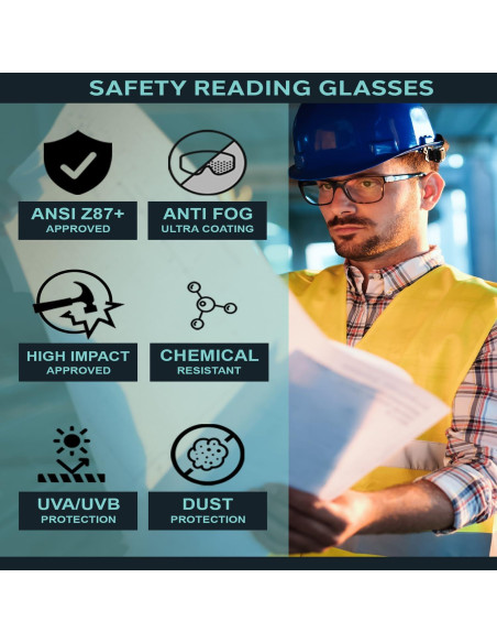 Gafas de Lectura de Seguridad Magnificadoras 1.0D - Marco Negro