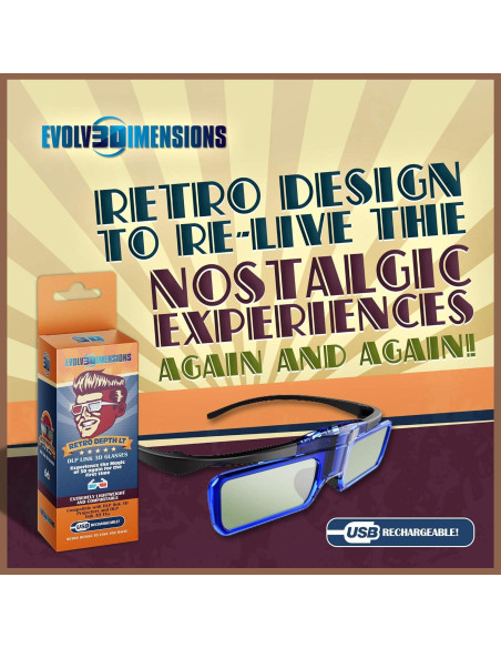 Gafas 3D DLP Link Evolved Dimensions LT Recargables 4 Pzas