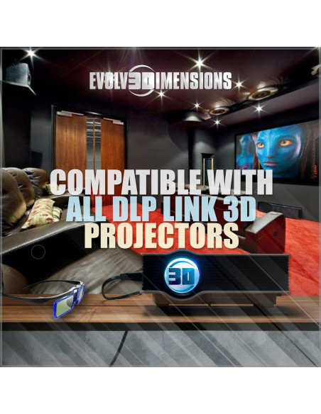 Gafas 3D DLP Link Evolved Dimensions LT Recargables 4 Pzas