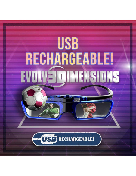 Gafas 3D DLP Link Evolved Dimensions LT Recargables 4 Pzas