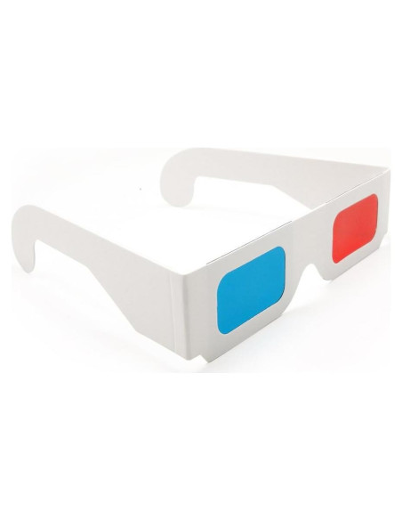 12 Pares de Gafas 3D Anaglifo Rojo/Cian - Cartón Blanco