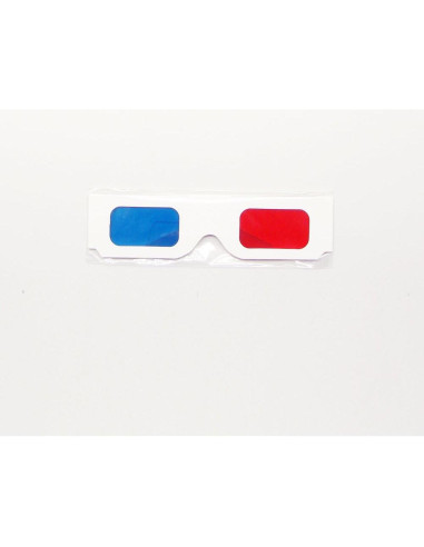 12 Pares de Gafas 3D Anaglifo Rojo/Cian - Cartón Blanco