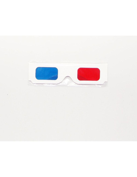 12 Pares de Gafas 3D Anaglifo Rojo/Cian - Cartón Blanco