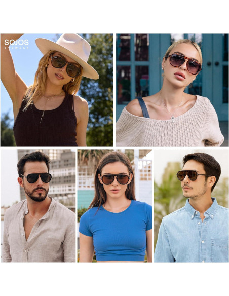 Gafas de Sol Aviador SOJOS SJ2255 con Lentes UV400