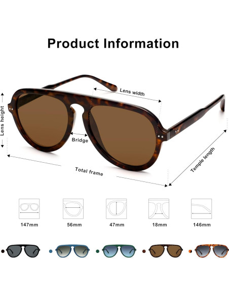 Gafas de Sol Aviador SOJOS SJ2255 con Lentes UV400