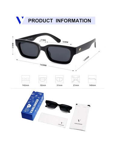 Gafas de sol polarizadas VANLINKER VL9846 ojo de gato negras