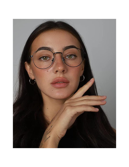 Gafas Redondas Retro HJSTES con Lentes Claros para Unisex