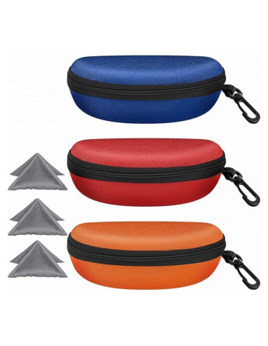 3 Fundas de Gafas de Sol Portátiles con Paño de Limpieza