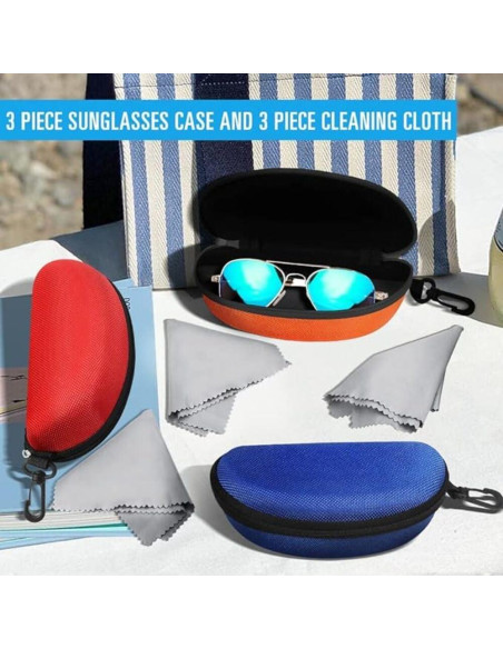 3 Fundas de Gafas de Sol Portátiles con Paño de Limpieza