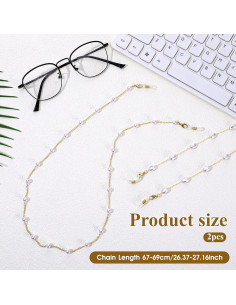 Cadenas de Gafas con Perlas Doradas EupHHonycs - 2 Piezas 2