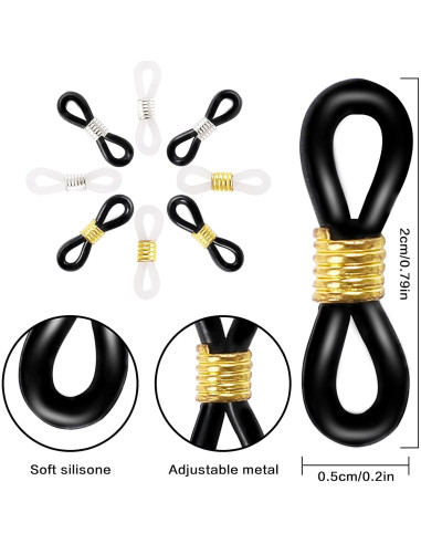 100 Piezas Conectores de Silicona para Gafas Ajustables