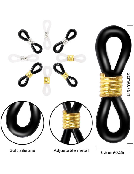 100 Piezas Conectores de Silicona para Gafas Ajustables
