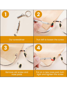 Almohadillas de Nariz de Titanio Antideslizantes para Gafas - Kit de Reparación con Destornillador 2