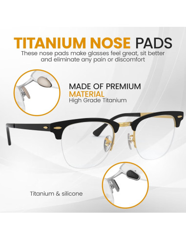 Almohadillas de Nariz de Titanio Antideslizantes para Gafas - Kit de Reparación con Destornillador