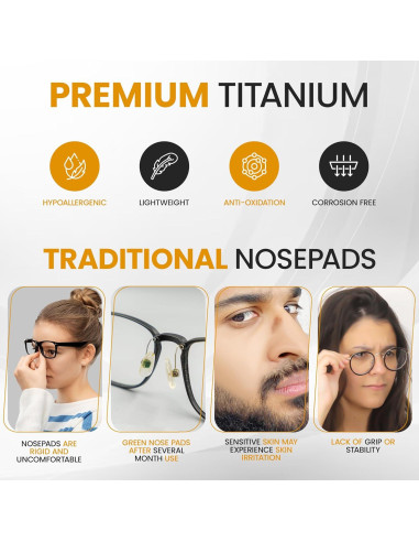 Almohadillas de Nariz de Titanio Antideslizantes para Gafas - Kit de Reparación con Destornillador