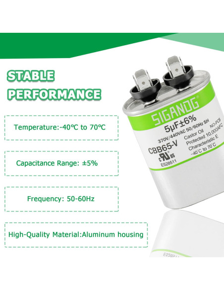Capacitor CBB65 5uF 370V/440V SIGANDG para Aire Acondicionado