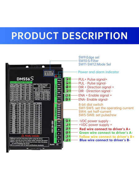 Controlador de Motor Paso a Paso CNCTOPBAOS DM556S 20-50V
