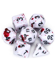 Set de Dados Poliedricos FLASHOWL D&D 7 Piezas Puntos Rojos