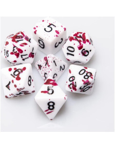 Set de Dados Poliedricos FLASHOWL D&D 7 Piezas Puntos Rojos 2