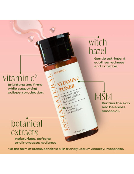 Tónico Facial Vitamina C InstaNatural 118ml Aclara y Equilibra
