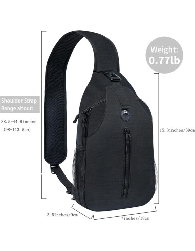 Mochila Crossbody Monoki 38x9x18cm Unisex Negra