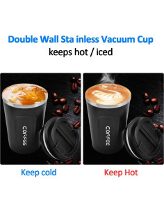 Taza de Viaje MOMSIV 380ml Acero Inoxidable Aislada Negra 2