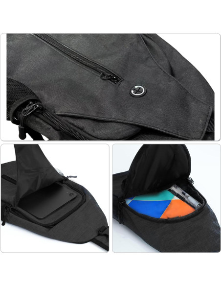 Mochila Crossbody Monoki 38x9x18cm Unisex Negra Mochila Crossbody Monoki 38x9x18cm Unisex Negra