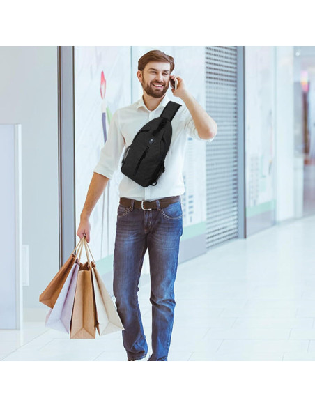 Mochila Crossbody Monoki 38x9x18cm Unisex Negra Mochila Crossbody Monoki 38x9x18cm Unisex Negra