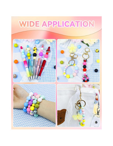 100 Perlas de Silicona FIVEIZERO 9mm y 15mm Azul Cian Blanco