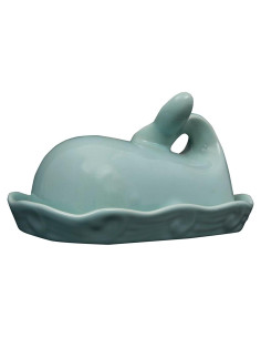 Plato de Mantequilla Creative Co-Op Ballena Aqua 17.8x11.4cm