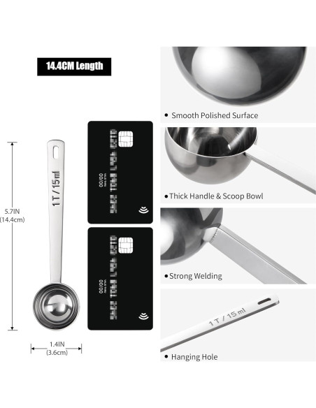 Cuchara Medidora de Acero Inoxidable Doosu 15ml 14.5cm
