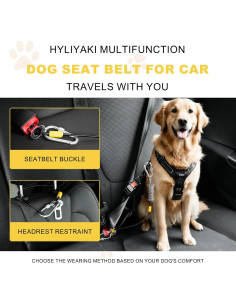 Cinturón de Seguridad para Perros HYLIYAKI 5 en 1 Negro 40 CM 2